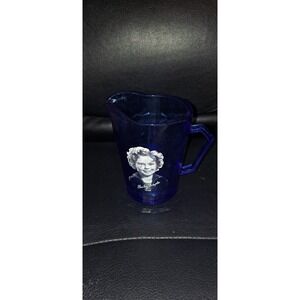 1930s Shirley Temple Cobalt Blue Glass Mini Pitcher Creamer 4.5 inches